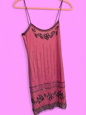 Vintage pink beaded Betsy Johnson dress